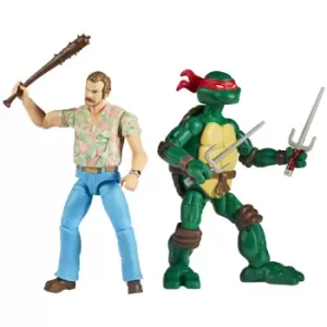 Image of Playmates Teenage Mutant Ninja Turtles x Stranger Things Raphael v Hopper Action Figure 2 Pack