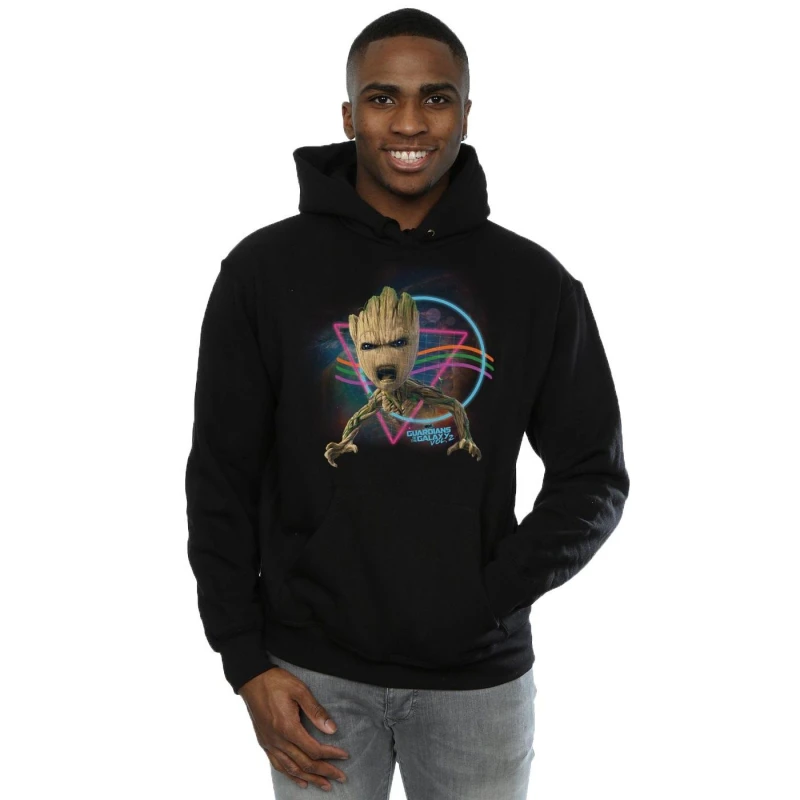 Image of Marvel Marvel Men Guardians Of The Galaxy Neon Groot Hoodie in Black Size: Small Black S Male 5057245382601