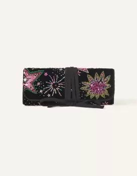 Image of Accessorize Womens Embellished Star Jewellery Roll, Size: 23x19cm