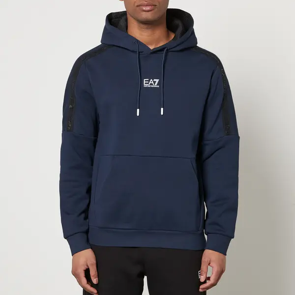 Image of EA7 Tape Logo Cotton-Blend Hoodie - XL