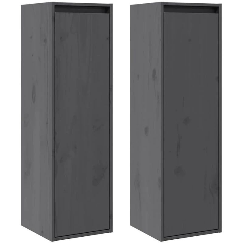 Image of VIDAXL Vidaxl - Wall Cabinets 2 pcs Grey 30x30x100cm Solid Pinewood 813510