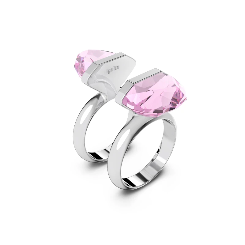 Image of Swarovski Lucent ring, Magnetic closure, Pear cut, Pink, Rhodium plated Pink ONE SIZE