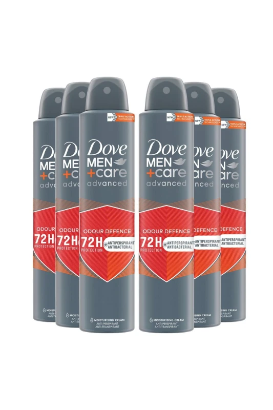 Image of Dove 6x 'Anti-Perspirant' Men+Care Adv Anti-Bac Deo, 200ml Grey male