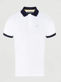 Image of Barbour Lynton Contrast Collar Polo Shirt - White