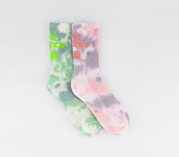 Image of New Balance Socks Nb Tie Dye Midcalf Socks Pink Green Multi, L