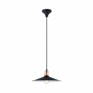 Image of EGLO ES/E27 Pendant Light Black/Copper - 49452