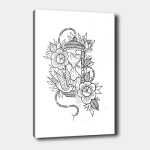 Image of MANDALA94 White Black Decorative Canvas Painting