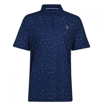 Image of Original Penguin Sleeve Printed Pete Polo Shirt - Black Iris