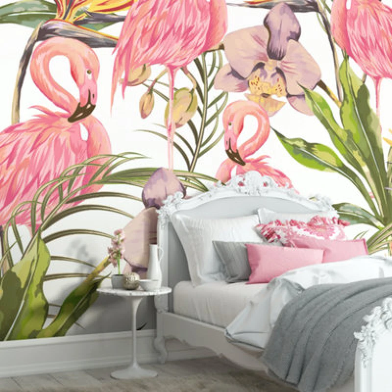 Image of Origin Murals Tropical Flamingo Pink Paste The Wall Mural 300Cm Wide X 240Cm High