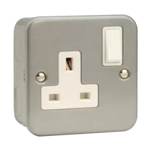 Image of Click Scolmore Essentials Metal Clad 1 Gang Double Pole 13A Switched Socket (No K/O) - CL035B