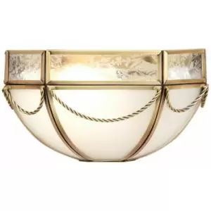 Image of Loops - Luxury Traditional Half Bowl Wall Light Antique Brass & Diffused Glass Shade