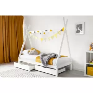 Image of Crazy Price Beds Jessie Tent White Bed With Drawers