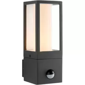 Image of Loops - Outdoor Rectangular Wall Lantern Light with pir - 7W GU10 LED - Textured Grey
