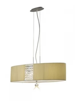 Image of Ceiling Pendant Oval with Cream Shade 4 Light Polished Chrome, Crystal