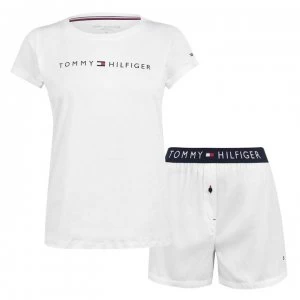 Image of Tommy Bodywear Woven Short Sleeve Boxer Pyjama Set - PVH Clasc Whte