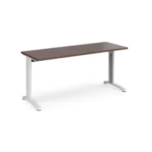 Image of Office Desk Rectangular Desk 1600mm Walnut Tops With White Frames 600mm Depth TR10
