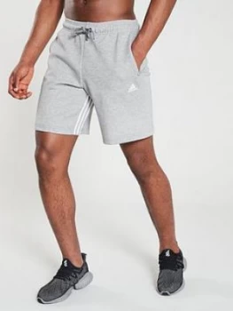 Image of Adidas Inside Leg 3 Stripe Shorts - Medium Grey Heather