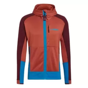 Image of adidas Terrex Tech Flooce Hooded Hiking Fleece Jacket Men - Orange