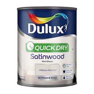 Image of Dulux Quick Dry Mocha Satinwood Mid Sheen Paint 750ml