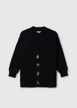 Image of Olivia Rubin Womens Frankie Oversize Cardigan With Fruit Buttons In Black
