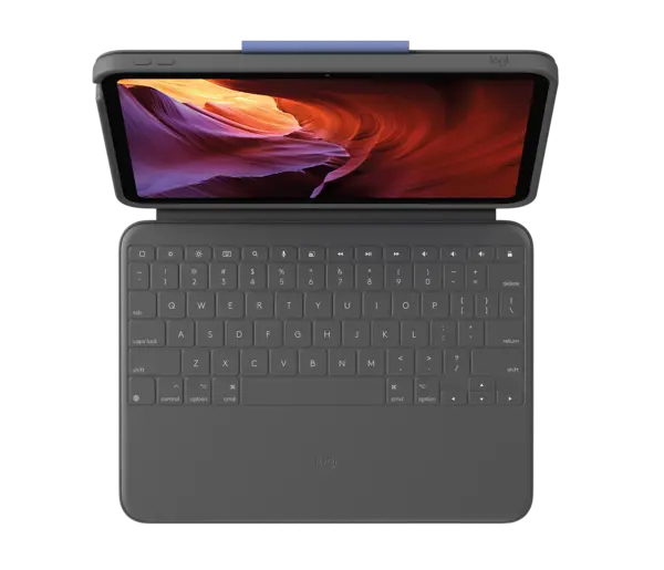 Image of Logitech Rugged Folio Ultra-protective keyboard case with Smart Connector for iPad (7th, 8th, 9th and 10th gen) - Graphite US International (Qwerty) f