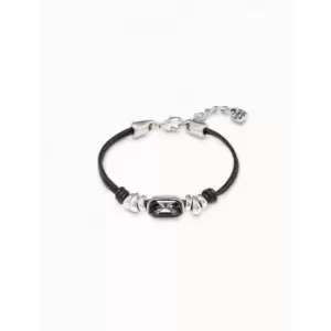 Image of Cocodrile Grey Leather Faceted Crystal Bracelet