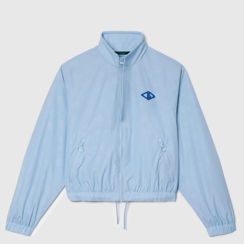 Image of Lacoste Monogram Print Track Jacket Blue female 8