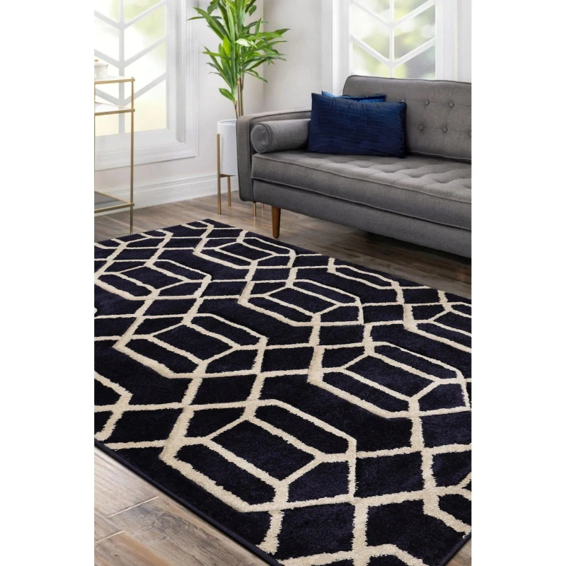 Image of Homemaker Newport Lattice Runner Navy Navy unisex 120x170cm