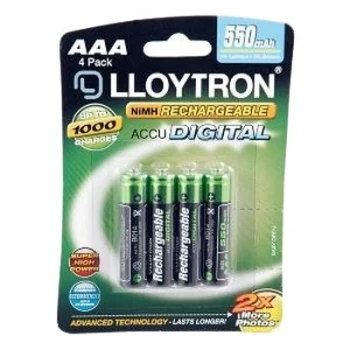 Image of Lloytron B014 Rechargeable Accupower AAA Ni-MH Batteries 550mAh 4 Pack