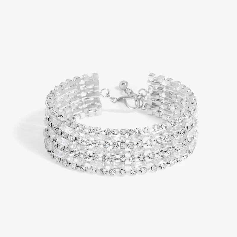 Image of Jon Richard Silver Plated Crystal Statement Baguette Bracelet Jewellery Sets One Size Silver 40053211000