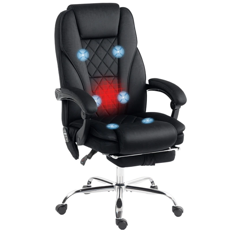 Image of VINSETTO VINSETTO Massage Office Chair, Heated Reclining Desk Chair, Black One Size Unisex 5063603041233