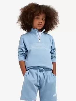 Image of Barbour International Boys Trick Half Zip / Short Set - Light Blue, Size Age: 8-9 Years
