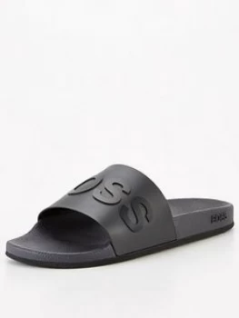 Image of Hugo Boss Bay Slides Charcoal Size 9 Men