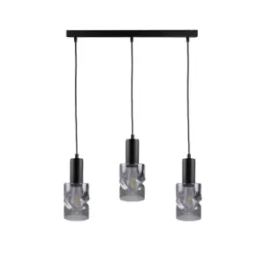 Image of Cross Bar Pendant Ceiling Light Black, 60cm, 3x E27