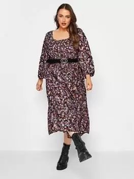 Image of Yours Balloon Sleeve Midaxi Dress - Multi, Size 24, Women