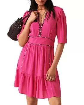 Image of ba & sh Teresa Embroidered Tiered Mini Dress