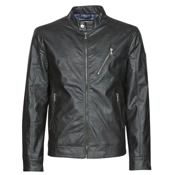 Image of Guess ECO LEATER VINTAGE BIKER mens Leather jacket in Black - Sizes S,M,L,XL