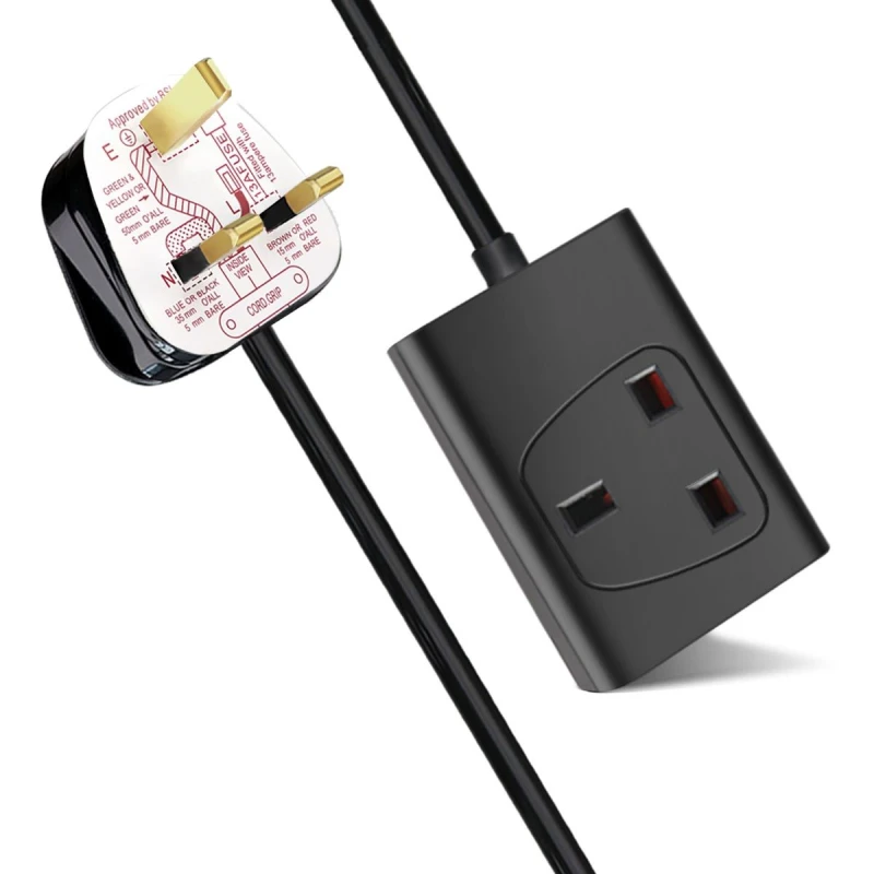 Image of EXTRASTAR Extrastar - 1 Way 13A Extension Leads with Cable 3G1.25, 2M, Black 5060577574767