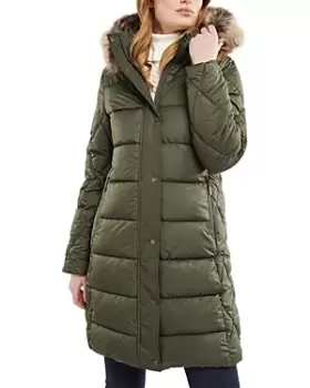 Image of Barbour Daffodil Faux Fur Trim Hooded Puffer Coat