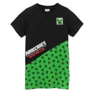 Image of Minecraft Childrens/Kids Creeper Colour Block T-Shirt (7-8 Years) (Black)