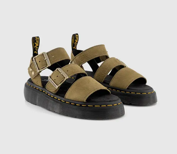 Image of Dr. Martens Womens Gryphon Quad Sandals Muted Olive Green, 6