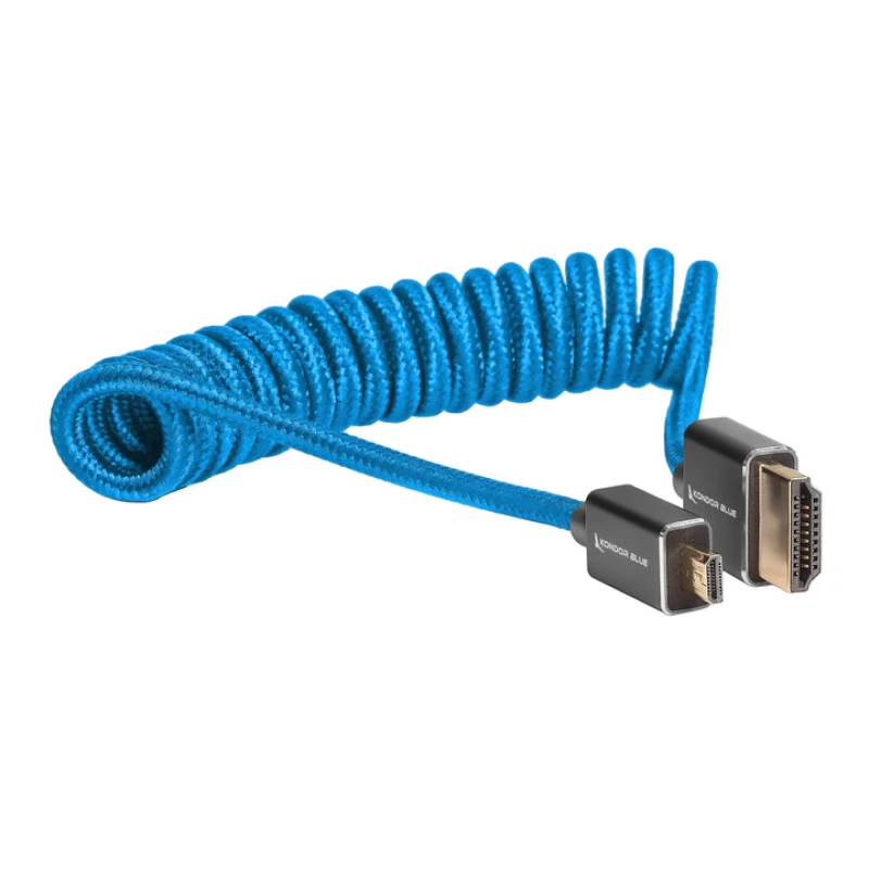 Image of Kondor Blue Coiled Micro HDMI to HDMI Cable 12 to 24-Inch Blue