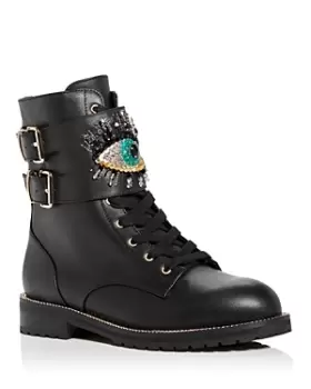 Image of Kurt Geiger London Womens Sutton Eye Embellished Combat Boots