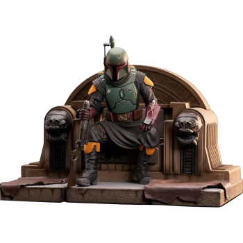 Image of Gentle Giant The Mandalorian Premier Collection Statue - Boba Fett On Throne