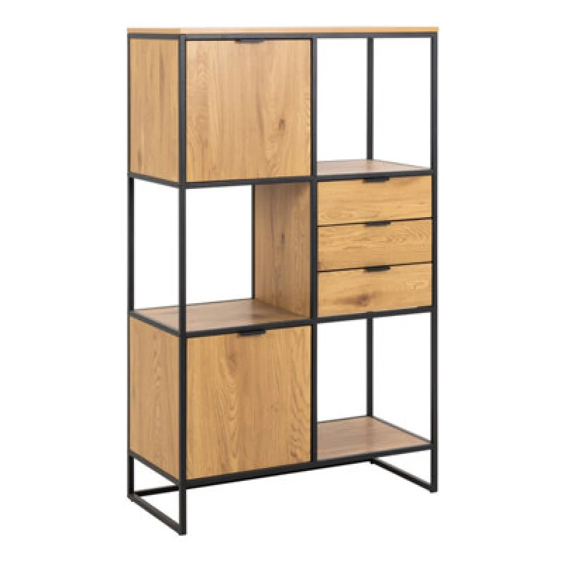 Image of Furniture To Go Swindon Bookcase With 2 Doors, 3 Drawers And 1 Shelves In Black