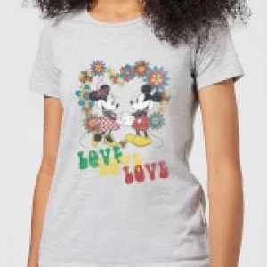 Image of Disney Mickey Mouse Hippie Love Womens T-Shirt - Grey - S