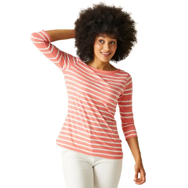 Image of Regatta Womens Bayletta Cotton Blend Lightweight T Shirt 18 - Bust 43' (109cm) Shell Pink/White RWT294-S02-18