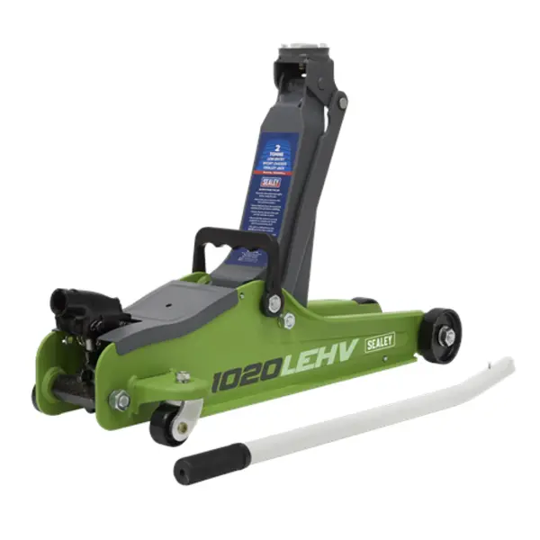 Image of Sealey Trolley Jack 2 Tonne Low Profile Short Chassis - Hi-Vis Green