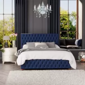 Image of Laurence Llewelyn-Bowen Laurence Llewelyn Bowen Seren Ottoman Storage Bed Plush Velvet Navy Small Double