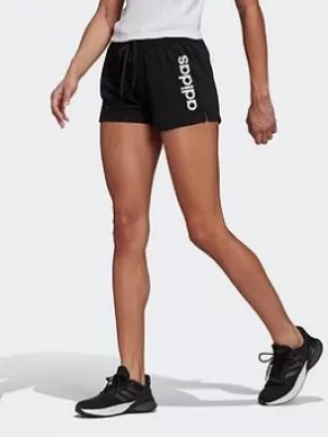 Image of adidas Essentials Slim Logo Shorts, Black/White Size M Women